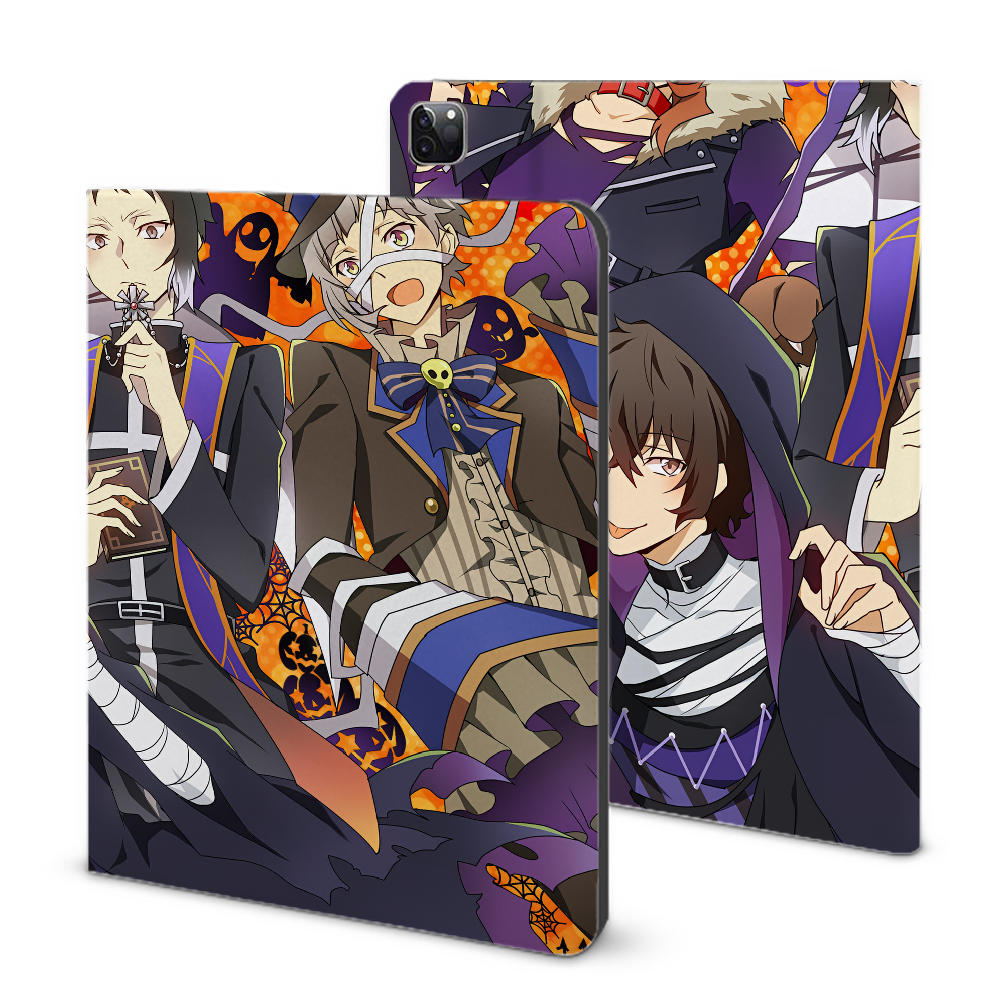 （画像用） 文豪ストレイドッグス Bungo Stray Dogs IPad ケース ブック型 PUレザー TPU 耐衝撃 軽量 薄型 ペン収納なし 全面保護 IPad 各モデル対応